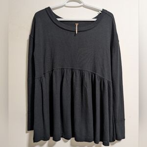 Free People "Forever Your Girl" Black Babydoll Tunic Size XS